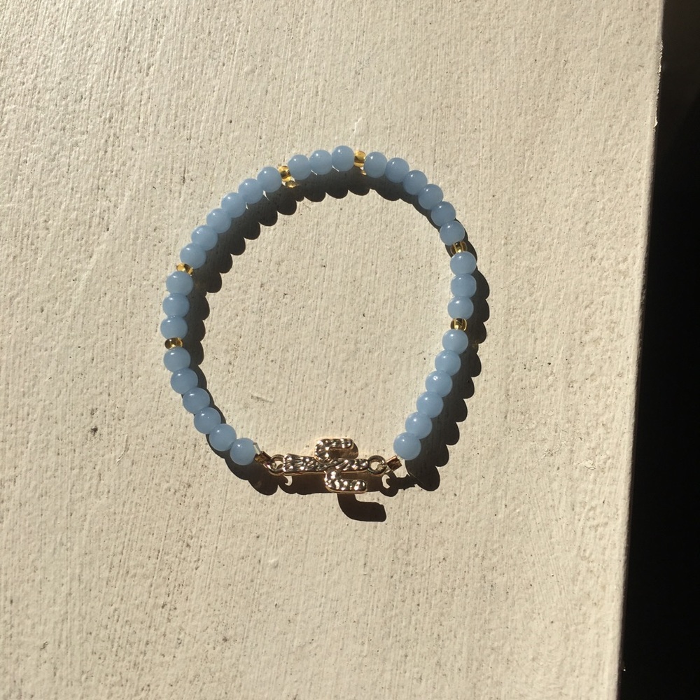 Periwinkle and gold cactus bracelet. - Picture 6 of 7